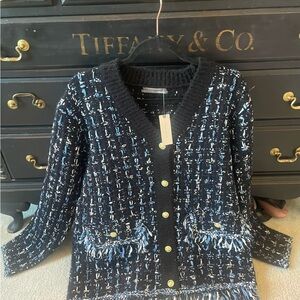 NWT Anthropologie black & cardigan with gold buttons size large. Classy